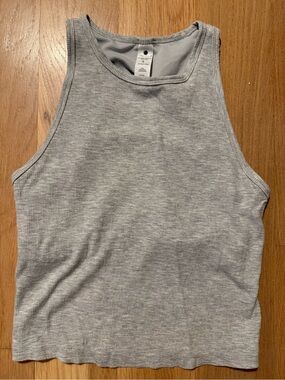 Yogalicious Heavenly Ribbed Cropped Tank Top - Light Gray